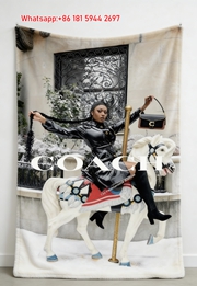 Coach Carousel Print Flannel Sofa Throw Blanket C249